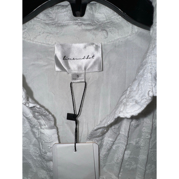 Women's Line & Dot White Embroidered Ruffle Tunic Top Size S - Picture 2 of 10